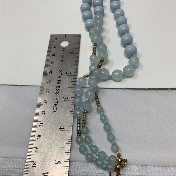 Light Blue Cloud Multilayered Beaded Necklace - Picture 9 of 9